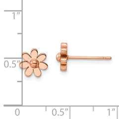 Chisel Stainless Steel Polished Rose IP-plated Flower Post Earrings