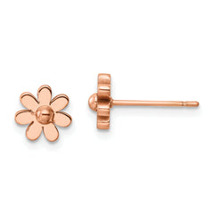 Chisel Stainless Steel Polished Rose IP-plated Flower Post Earrings