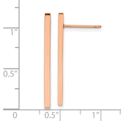 Chisel Stainless Steel Polished Rose IP-plated Bar Post Earrings