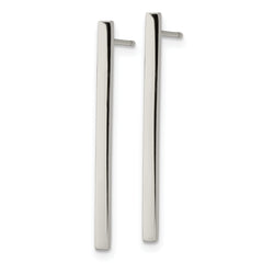Chisel Stainless Steel Polished Bar Post Earrings