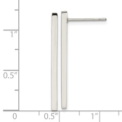 Chisel Stainless Steel Polished Bar Post Earrings