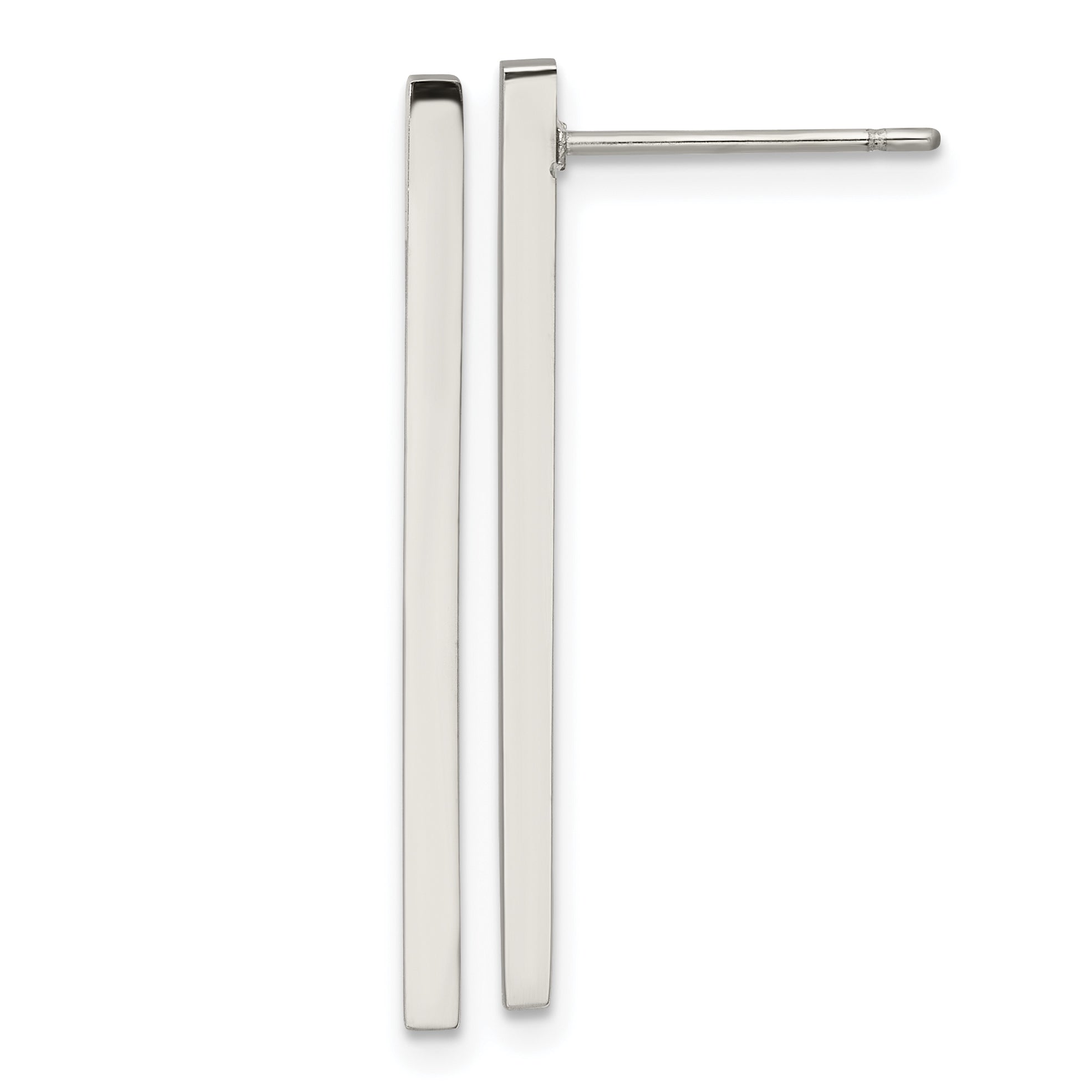 Chisel Stainless Steel Polished Bar Post Earrings
