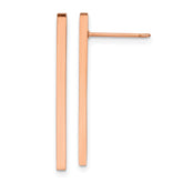 Chisel Stainless Steel Polished Rose IP-plated Bar Post Earrings