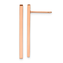 Chisel Stainless Steel Polished Rose IP-plated Bar Post Earrings