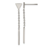 Chisel Stainless Steel Polished Dangle Bar Triangle Post Earrings