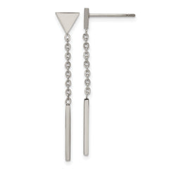 Chisel Stainless Steel Polished Dangle Bar Triangle Post Earrings