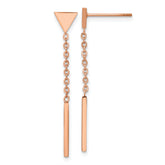 Chisel Stainless Steel Polished Rose IP-plated Dangle Bar Triangle Post Earrings