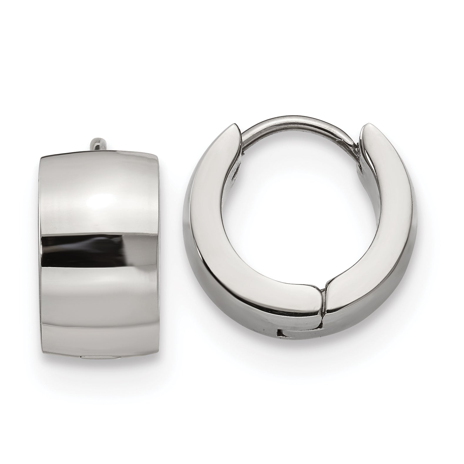 Chisel Stainless Steel Polished 7mm Hinged Hoop Earrings