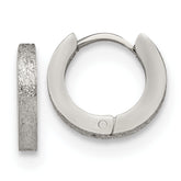 Chisel Stainless Steel Polished and Sandblasted 2mm Hinged Hoop Earrings
