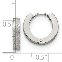 Chisel Stainless Steel Polished and Sandblasted 3mm Hinged Hoop Earrings
