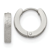 Chisel Stainless Steel Polished and Sandblasted 3mm Hinged Hoop Earrings