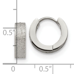 Chisel Stainless Steel Polished and Sandblasted 4mm Hinged Hoop Earrings