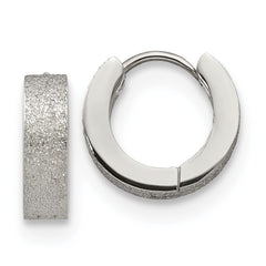 Chisel Stainless Steel Polished and Sandblasted 4mm Hinged Hoop Earrings