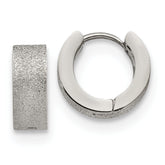 Chisel Stainless Steel Polished and Sandblasted 5mm Hinged Hoop Earrings