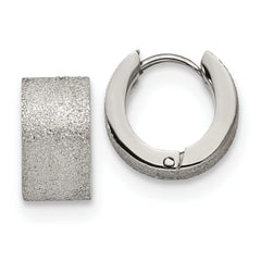 Chisel Stainless Steel Polished and Sandblasted 7mm Hinged Hoop Earrings
