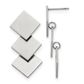 Chisel Stainless Steel Polished Squares Post Dangle Earrings