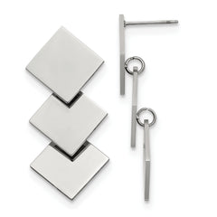 Chisel Stainless Steel Polished Squares Post Dangle Earrings