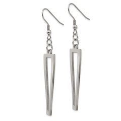 Chisel Stainless Steel Polished Twisted Rectangle Dangle Shepherd Hook Earrings