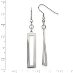 Chisel Stainless Steel Polished Twisted Rectangle Dangle Shepherd Hook Earrings