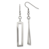 Chisel Stainless Steel Polished Twisted Rectangle Dangle Shepherd Hook Earrings