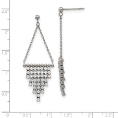 Stainless Steel Polished CZ Dangle Post Earrings