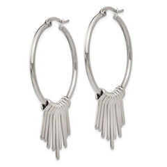 Chisel Stainless Steel Polished with Bar Dangles Hoop Earrings