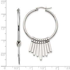 Chisel Stainless Steel Polished with Bar Dangles Hoop Earrings