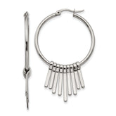 Chisel Stainless Steel Polished with Bar Dangles Hoop Earrings