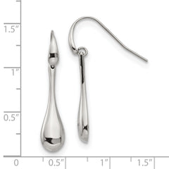Stainless Steel Polished Dangle Shepherd Hook Earrings