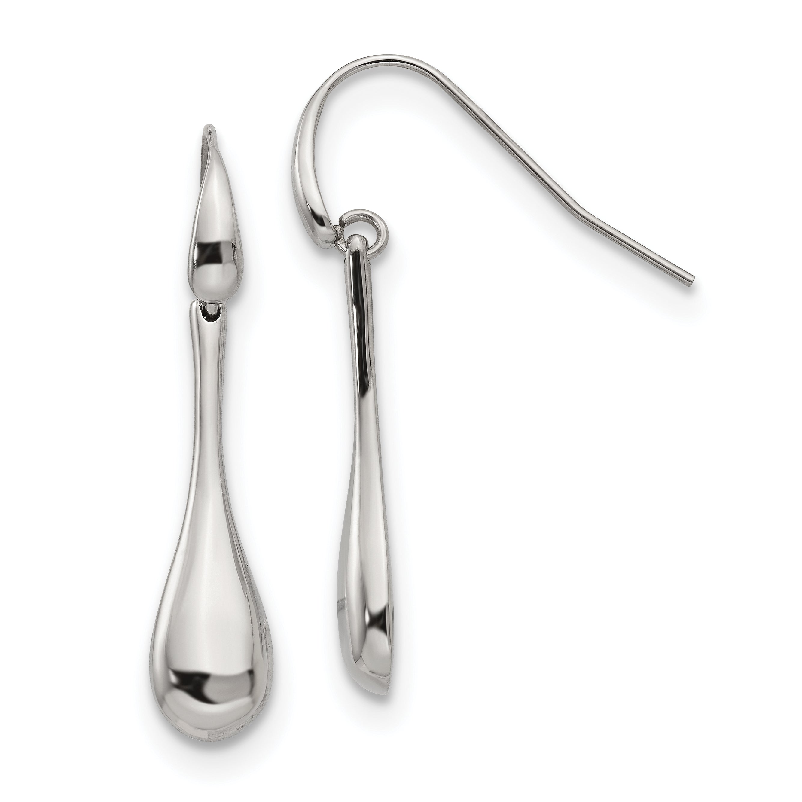Stainless Steel Polished Dangle Shepherd Hook Earrings