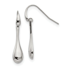 Stainless Steel Polished Dangle Shepherd Hook Earrings