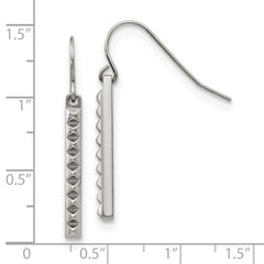 Stainless Steel Polished Studded Bar Shepherds Hook Earrings