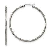 Chisel Stainless Steel Polished and Textured Hinged Hoop Earrings