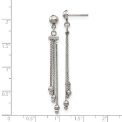 Stainless Stele Polished Beaded Chain Post Dangle Earrings