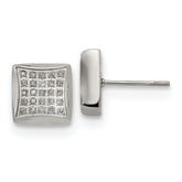 Chisel Stainless Steel Polished with 1/4 Carat Diamond Square Post Earrings