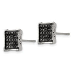 Chisel Stainless Steel Polished with 1/4 Carat Black Diamond Square Post Earrings