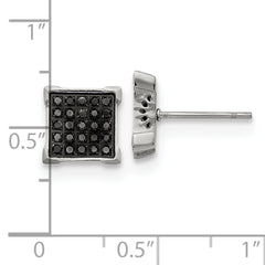 Chisel Stainless Steel Polished with 1/4 Carat Black Diamond Square Post Earrings