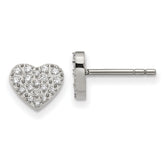 Chisel Stainless Steel Polished with CZ Heart Post Earrings