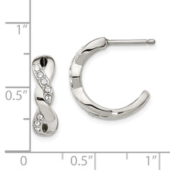 Chisel Stainless Steel Polished with Crystals from Crystal Post Hoop Earrings