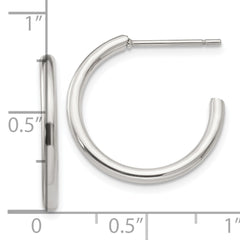 Sophia Jewelers Polished Stainless Steel C-Hoop Earrings with Gift Pouch