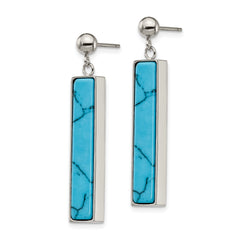 Chisel Stainless Steel Polished with Reconstructed Howlite Post Dangle Earrings