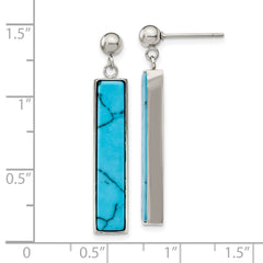 Chisel Stainless Steel Polished with Reconstructed Howlite Post Dangle Earrings