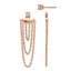 Chisel Stainless Steel Polished Rose IP-plated CZ Post with Jacket Earrings