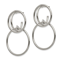 Chisel Stainless Steel Polished Interlocking Circles Post Dangle Earrings