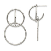 Chisel Stainless Steel Polished Interlocking Circles Post Dangle Earrings