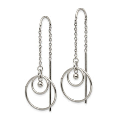 Chisel Stainless Steel Polished Circle Dangle Threader Earrings
