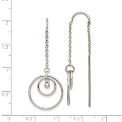 Chisel Stainless Steel Polished Circle Dangle Threader Earrings