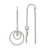 Chisel Stainless Steel Polished Circle Dangle Threader Earrings