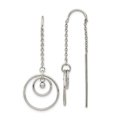 Chisel Stainless Steel Polished Circle Dangle Threader Earrings