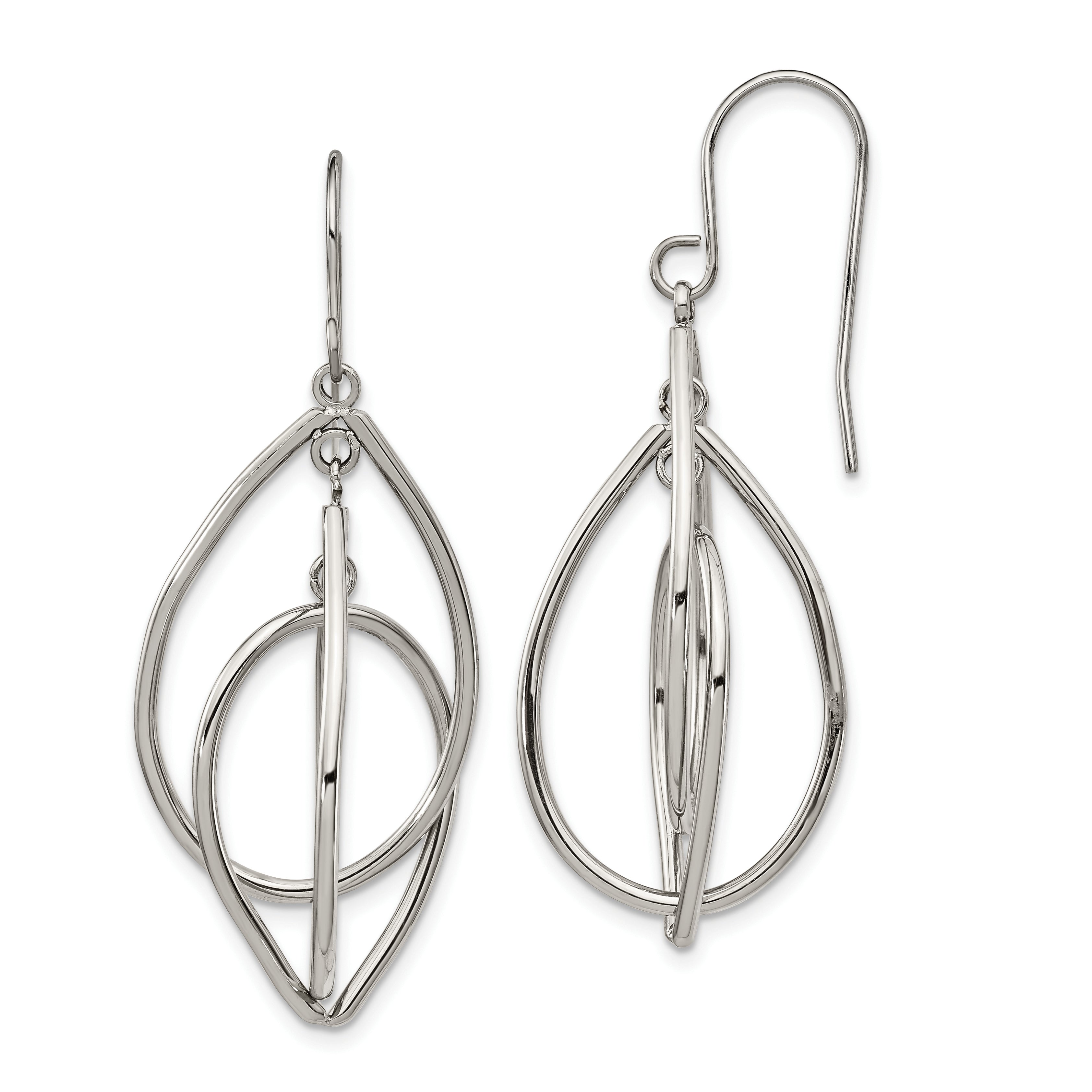 Chisel Stainless Steel Polished Dangle Shepherd Hook Earrings